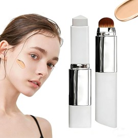 Barra de base, barra de bases decolorada coreana, sper hidratante, manteniendo una cobertura completa del maquillaje de bases de crema hidratante - cepillo desmontable de doble cabeza (Marfil)
