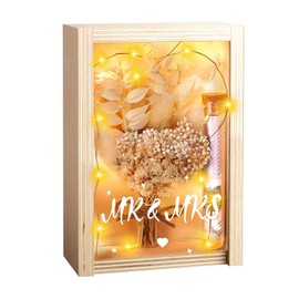 Hochzeitsgeschenke für Brautpaare, Geldgeschenk Hochzeit, Geldgeschenke inklusive Getrocknete Blumen, Holzbox, Kunststoff Reagenzglas, Lichterketten, Hochzeitstag, Hochzeitsgeschenk Geld