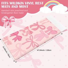 Fanfanwin 1 Pcs Kids Nap Mat Cover for Boys and Girls 47 x 21.25 Inch Vinyl Sleeping Mat Cover for Toddler Care Preschool Children Kindergarten (Bow)
