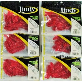 Lindy (6) Packs Of 10 Lindy 2" Soft Plastic Watsit Grubs Red Silver Flake LWGBF282 New