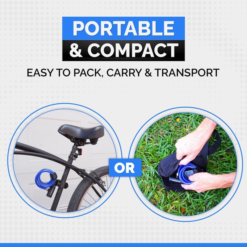 DocksLocks Bike Cable Lock Set, Coiled Security Cable with Key