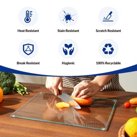 Kitchenville Glass Cutting Board 16"x12": Tempered Glass Kitchen Counter Protector - Durable- Scratch-Resistant, Heat-Proof - Clear Design
