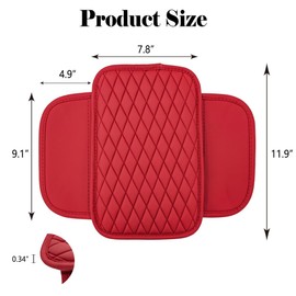 QKWL Center Console Cover, Arm Rest Cover for Car, Car Console Covers, Console Cover, Long-Lasting and Comfortable to The Touch, Suitable for Most Cars, Trucks, SUVs (Wine Red)
