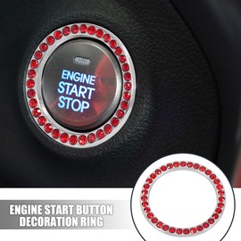 X AUTOHAUX 2pcs Car Engine Start Stop Ring Push Start Button Knob Trim Ring Red