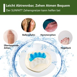 SUNFATT Toe Separator, Toe Spacer, Repeatable Washable Gel Hallux Valgus Correction, Toe Separator for Relaxing the Toes, to Relieve Bunions, Hammer Toes, Hallux Valgus, Pack of 4