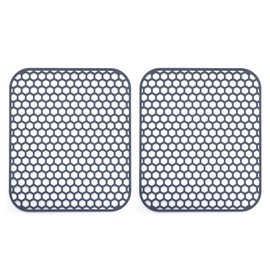 2 Pack 13.7"x 11.7" Bestjing Silicone Kitchen Sink Protector Mat - Kitchen Sink Grid Accessory, Non-Slip Heat Resistant Sink Grid Dry Mat for Bottom of Porcelain Stainless Steel, Dishwasher Safe