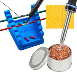 ZYRELYNX Upgraded Silicone Soldering Station with Solder Tip Cleaner, Soldering Helping Hands, Soldering Tools Kit Including 1Pcs Iron Cleaner, 5Pcs Cleaning Sponges and 1Pcs Soldering Stand(Blue)