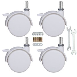 YEWEKE 2" Stem Casters Replacement Casters Threaded Swivel Furniture Caster Wheels with Brakes 100Lbs (M8-1.25x15mm-White)