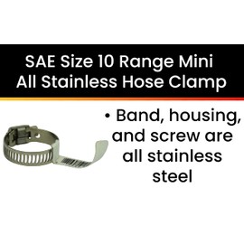 Pro Tie 33883 SAE Size 10 Range 9/16" To 1-1/16" Mini All Stainless Hose Clamp, 50 Pack,