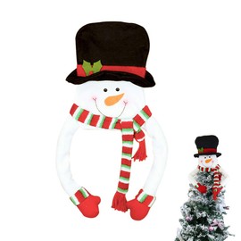 Christmas Tree Topper Snowman Hugger Large White Snowman Tree Topper Top Hat with Red Scarf Ornament Christmas Tree Decorations Xmas Holiday Winter Wonderland Party Decoration Ornament Supplies M