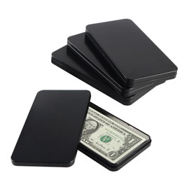 Qiveno 4Pcs Metal Cash Box Money Holder, Cash Organizer, Single Row Currency Tray with Currency Collection Sleeves Protector 100pcs OPP Bags Dollar Bill Holder for Cash(Black)