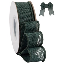 Tekdeere Burlap Ribbon 1 Inch x 10 Yard, Spruce Wired Ribbon for Crafts, Gift Wrapping, Wreaths, Bows, Tree Decoration and Outdoor Decoration