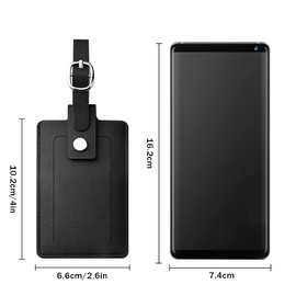 HONZUEN Luggage Tag Suitcase Tag, Pack of 2 PU Leather Suitcase Tags with Address Tag, Name Plate, Luggage Tag, Address Tag, Travel Accessories, ID Labels for Suitcases, Handbags, Backpacks (Black)