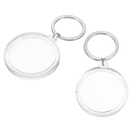 PATIKIL 2PCS Plastic Coin Holder Keychain Round Coin Case Keyring Medallion Holder for Coin Jewelry, Silver