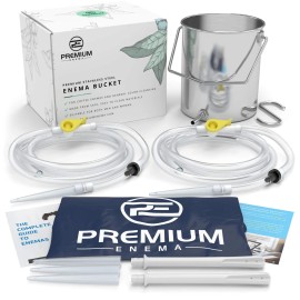 PE Premium Enema Stainless Steel Coffee Enema Bucket Kit - Reusable Organic Home Colonic Kit f...