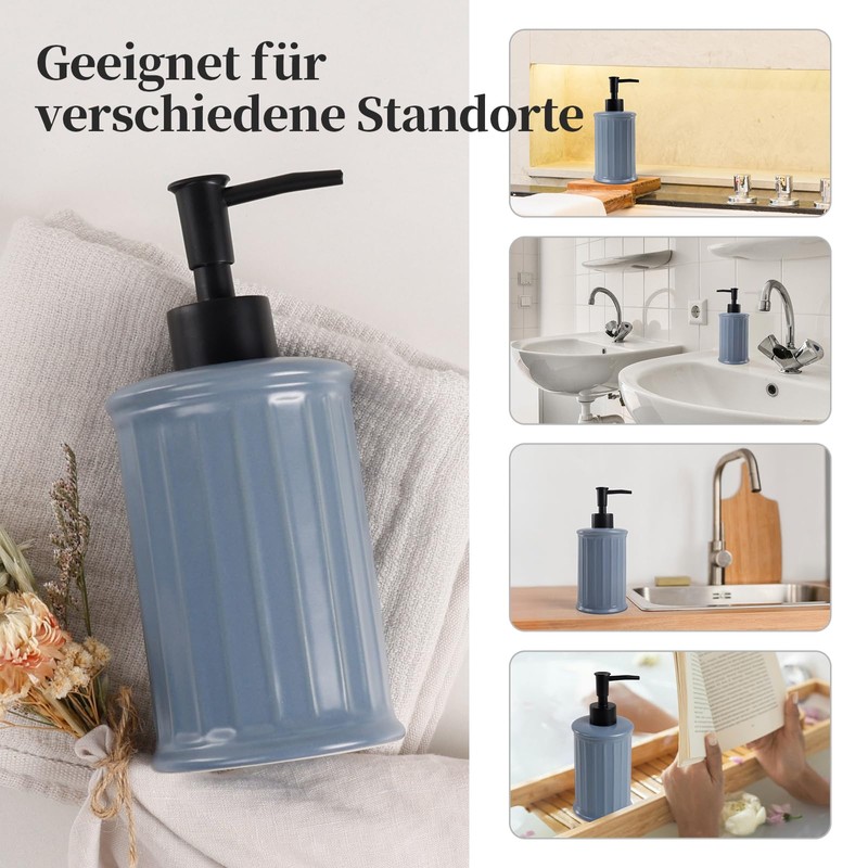 Umlaca Soap Dispenser, Refillable Ceramic Soap Dispenser, 360 ml, Suitable
