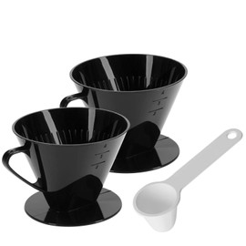 Westmark 244422E6 Coffee Set 3-Piece Set with 2 Coffee Filters Size 4 and Coffee Dosing Spoon, Plastic, Black/White
