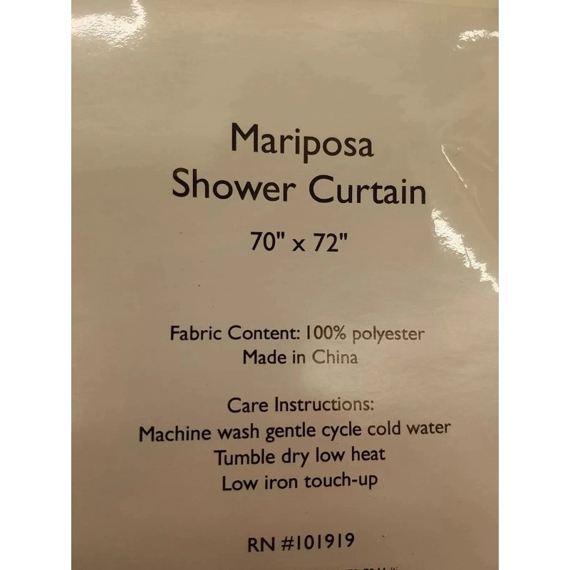 Ricardo Butterfly Embroidered Fabric Shower Curtain Mariposa 70Wx72L