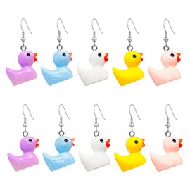 CWVHQ 5 Pairs of Cute Duck Dangle Drop Earrings Funny Resin Little Yellow Duckie Pendant Earrings for Women Charming Jewelry Gift (style-5)