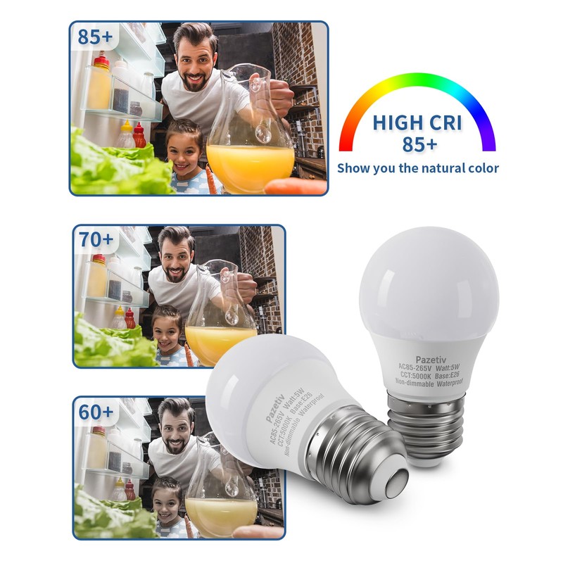 Pazetiv Waterproof LED Refrigerator Light Bulbs 40 watt Equivalent, 120V,