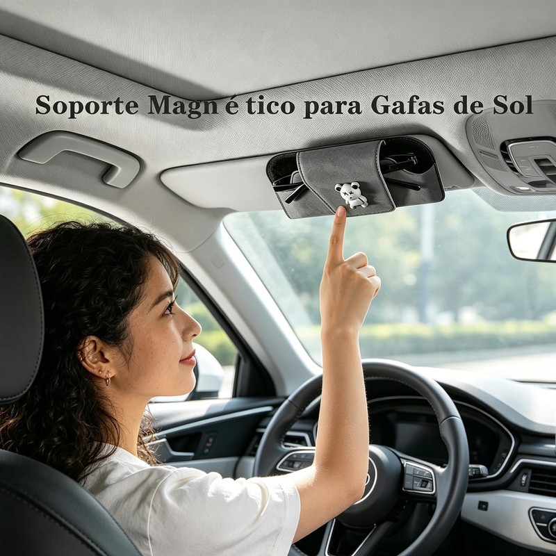Guibell Soporte para Anteojos de Sol Auto Piel Magnético Gris