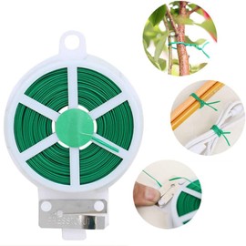 100m Garden Plant Ties with Cutter,Twist Ties for Gardening Office Home Cable Organization,Garden Wire Plant Ties for Climbing Plants,Green Wire Ties Reusable Twist