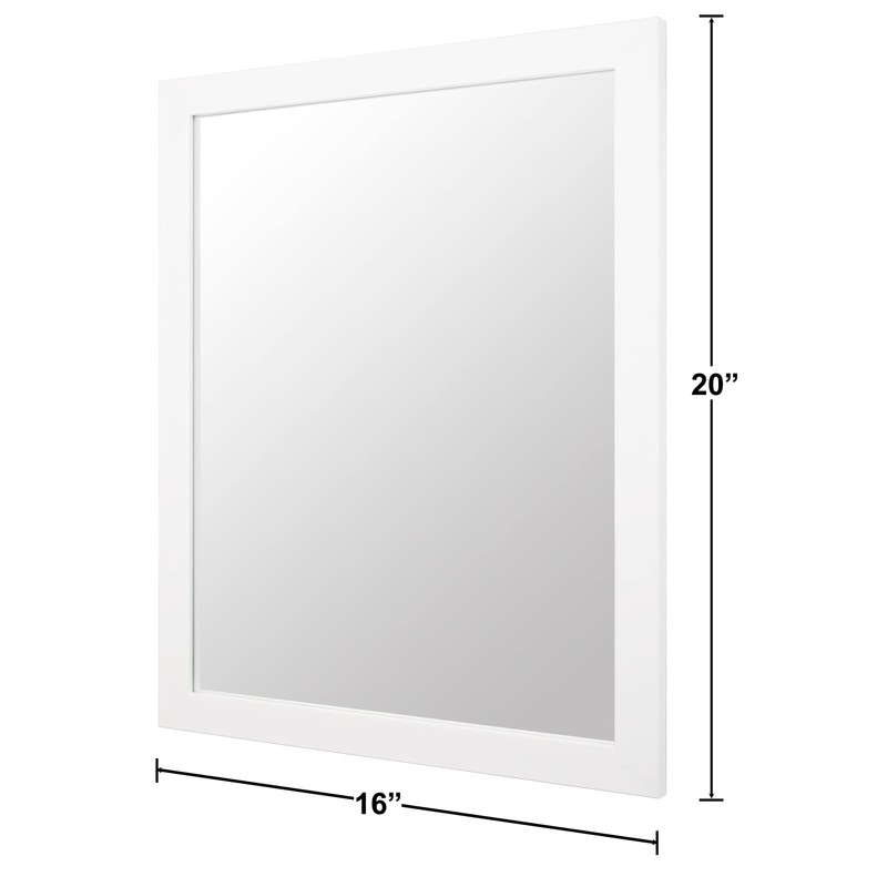 Phore Rectangular Wall Mirror White Bathroom Mirror 16" x 20"