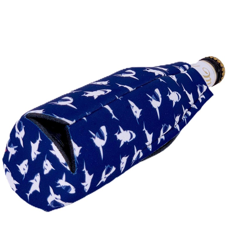 Shark Pattern Zipper Beer Bottle Coolie (1)