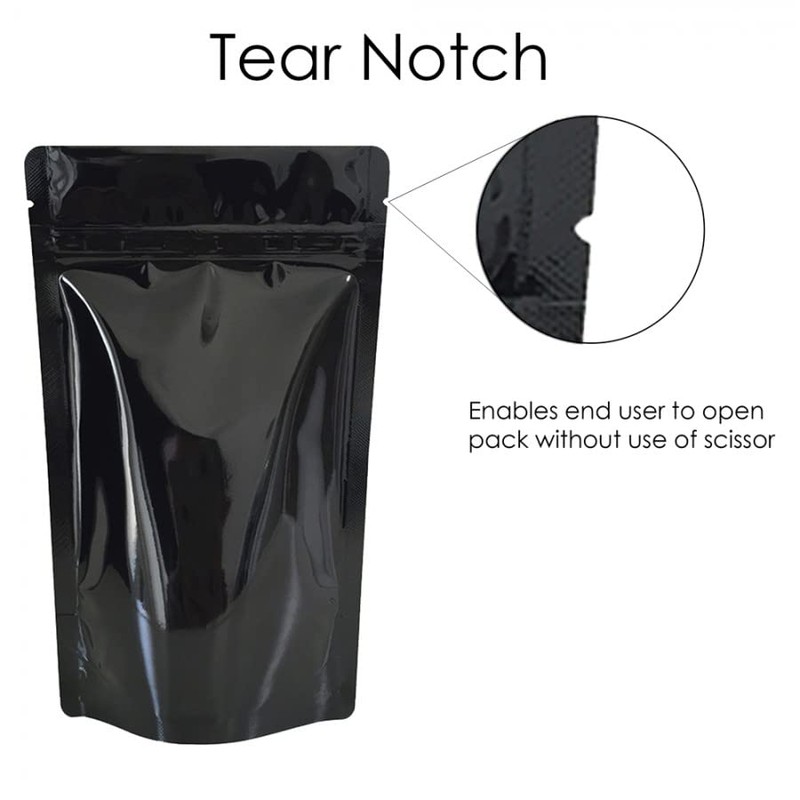 Rightpak Stand Up Pouches 100 Pieces 13cm x 21cm, Black