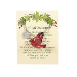 Cardinal Necklace #6008857 Enesco Messenger Card When Cardinals Appear Acrylic 28" (SILVER)