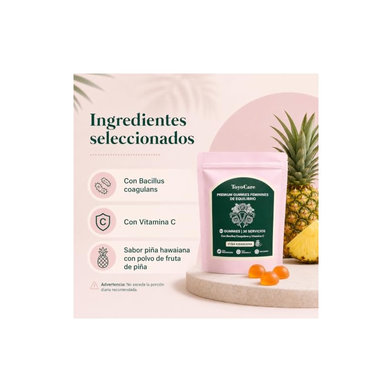 Probioticos Mujer Gomitas Bacillus Coagulans Vitamina Piña Polvo Porciones Formato