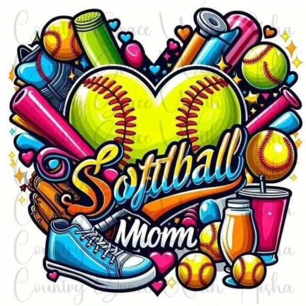 Handmade Sublimation Transfer Softball Mom Ready To Press Heat Transfer