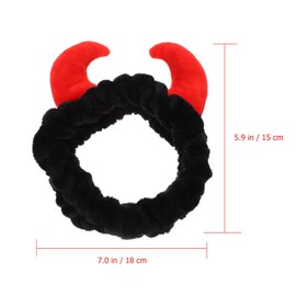 Beaupretty 2 Pack Spa Headband for Women, Devil Horns Facial Headband Face Wash Headband Makeup Cosmetic Shower Soft Hair Band (Black, Red)