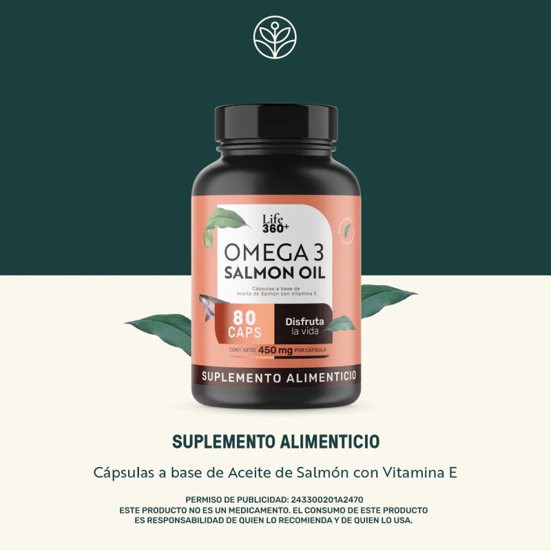Omega 3 Life360 80 Cpsulas Aceite De Salmn Vitamina E