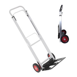 Folding Hand Truck Heavy Duty 200 lbs Capacity, Aluminum Collapsible Dolly Cart with Rubber Wheels & Telescoping Handle, Portable Cart for Moving, Office, Warehouse, Travel Use