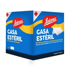 Jaloma | Gasa Estéril Simple 10x10 cm, material de curación, caja con 100 sobres