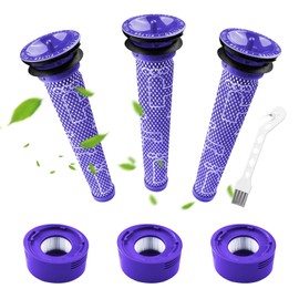 Fousenuk Pack of 6 Filters Compatible with Dyson V8 V7, 3 Post Motor Filters and 3 Pre Filter Sets, Replacement Filter Replacement Parts Accessories with Cleaning Brush, for Animal and Absolute