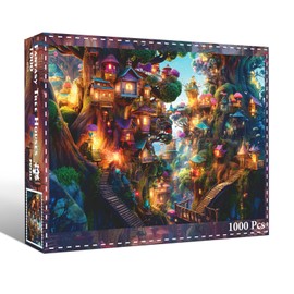HUADADA jigsaw puzzles for adults 1000 piece Jigsaw Puzzles for Adults Creative Puzzles for Adults Kids Family Educational Games Home Decoration Gift - Forest Tree House (27.56" x 19.67")