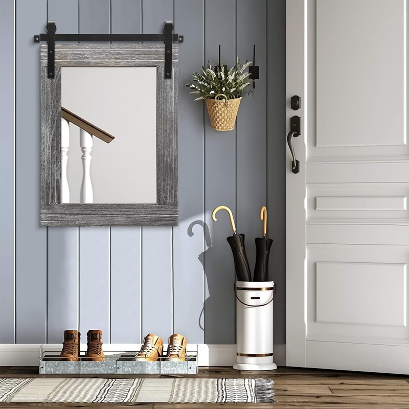 AAZZKANG Wall Mirror Large Rectangle Barn Door Mirrors with Wooden