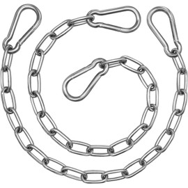 Walquicks 2pcs Gate Chain Locks, 20 Inch Stainless Steel Gate Chain Link with Carabiners Security Gate Latch for Outdoor Fence, Yard, Barn, Horse, Goat, Dog Stall, Cow Corral Supplies (3mm Thick