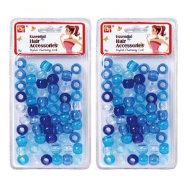 120 Pcs Beads Jewelry Making Kit DIY Hair Braiding Bracelet Ornaments Crafts Large Clear Assorted Pony Beads +2 Beaders Included (Clear Blue Assorted)