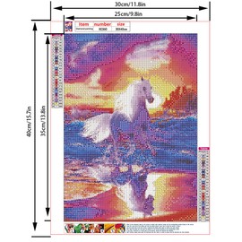 LUOGE 5D Diamond Painting Kits for Adults, Child DIY Diamonds by Numbers, White Horse Complete Cross Stitch Set, Crystal Rhinestone Embroidery, Diamond Art for Home, Wall Decor (40 x 30 cm), H20121206