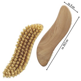 2 Stück Scheuerbürste, Putzbürste, Hand Schrubber, Scheuerbürsten, Ergonomischer Griff aus Holz in S-Form, Putzbürste für Küche, Garten, Haushalt - Made in Germany