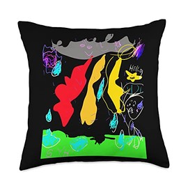 SYH kid's art The Lightning hit The Ground and The Man Throw Pillow, 18x18, Multicolor