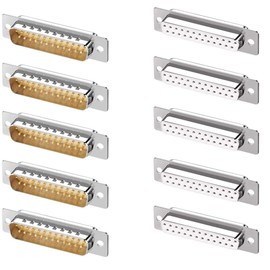 Jienk 10PCS DB25 RS232 D-SUB Serial Solder Cup Connectors, Gold Plated Joints RS232 Serial Port 25 Pin D Sub Couplers