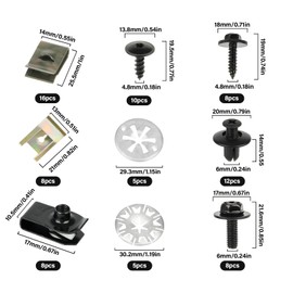 Realure 80 Pcs Car Panel Clips & Plastic Screws Kit, with Heat Shield Clips, Car Body U Clips & Engine Undertray Screws, Car Clips and Fasteners Set, for Fasten Car Fender, Repair Automotive Parts