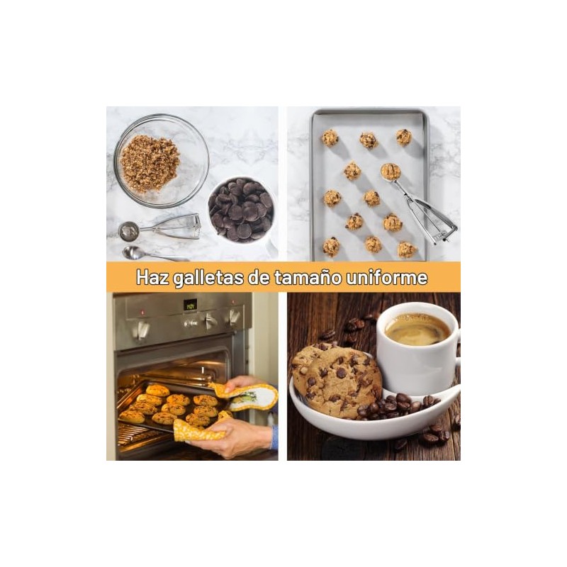 Mini cuchara para galletas, 2/3 cucharadas/4 onzas, bola de 1.2