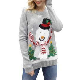 Sovoyontee Women's Cute Funny Ugly Christmas Sweater Snowflake Reindeer Holiday Knit Sweater Pullover