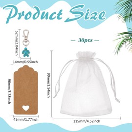 MAYJOYDIY 30 Pcs Turtle Keychain Tortoise Pendant Decorations 2.04 inch Synthetic Turquoise Mini Sea Turtle Dangle Charm for DIY Supplies Party Home Decoration,Beach Party Supply School Reward