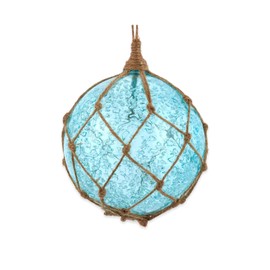 Kurt Adler D4371 Buoy Style with Rope Teal 4 Inch Textured Glass Hanging Christmas Decoration Ornament